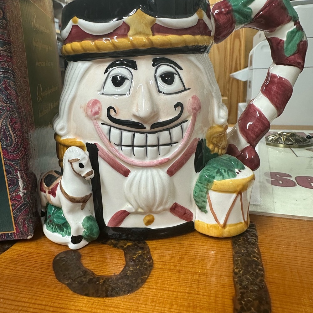 Nutcracker Themed Ceramic Mug with Red and Green Accents